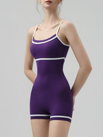 Combinaison de sport pour femme GH Nude Feel Yoga, longueur genou, en nylon et élasthanne, extensible dans quatre directions, avec couleurs contrastées et coussinets intégrés