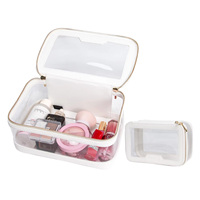 Trousse de maquillage KONCAI, trousse de toilette transparente, étanche, sac de beauté transparent, organiseur de maquillage pour femmes, trousse de maquillage en vinyle