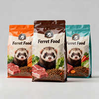 Sacs d'emballage en plastique personnalisés refermables pour aliments secs lyophilisés pour chats, chiens et furets, 0,5 kg, 1 kg, 3 kg, 5 kg, fond plat