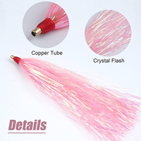 Leurres de pêche à la traîne Bucktail Teasers avec queue en Mylar Flash et jupe de traîne pour montages de flounders, leurres et leurres de pêche en eau salée, 3 couleurs