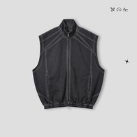 Chaleco de Malla Transpirable de Alta Calidad, Camiseta sin Mangas Holgada Informal, Pantalones Cortos con Cremallera Vintage Desgastados para Hombre, Traje de Camiseta sin Mangas