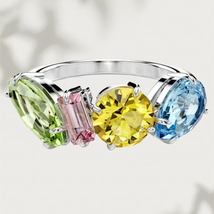 Venta caliente estilo europeo y americano <span class=keywords><strong>Magar</strong></span> Rainbow Candy Powder Jewelry Set para damas-Crystal-Shimmering Colorful Gift - Product Image 5