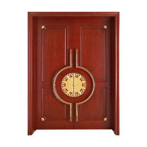 Pittura piatta Teak legno porta principale disegni oro stile <span class=keywords><strong>Vintage</strong></span> solido Teak legno anteriore Design a doppia porta - Product Image 6