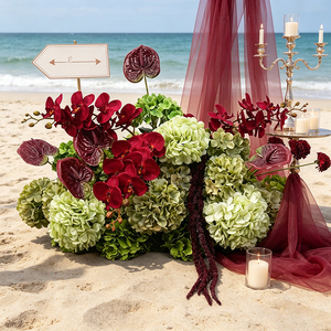 Red <b>Green</b> Silk Realistic Artificial Wedding Aisle Flowers Floor Arrangement for Ceremony Decoration Aisle <b>Runner</b> Decor - Product Image 1