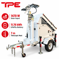 490*3W Panels Mobiler Solar-Beleuchtungsturm 7m Hoher Mast LiFePO4 Batterie Solar-Turmleuchten für Öffentliche Beleuchtungsprojekte
