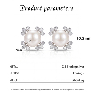 Boucles d'oreilles clous en cuivre style coréen avec perles d'eau douce, plaqué argent, motif pétale, zircon, bijoux pour femme, usage quotidien, cadeau - Product Image 6