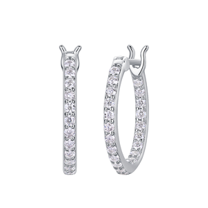 Pendientes de Aro de Moda al por Mayor, Circulares y Gruesos para Mujer, con Moissanita VVS, Plata 925, Certificados GRA - Product Image 4