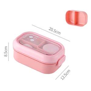 Yüksek kaliteli PP plastik bölünmüş yemek kutusu 2 bölme taşınabilir gıda konteyner öğle yemeği depolama ve hediye kullanımı için kapaklar ile - Product Image 6