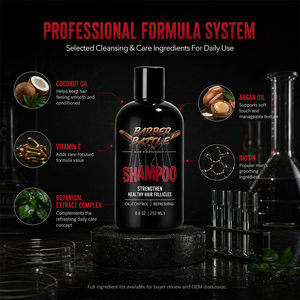 Shampooing fortifiant pour hommes BARBERBATTLE à la noix de coco, vitamine E et biotine, contrôle du sébum et volume, pour cuir chevelu sensible, 20+ ans - Product Image 6