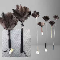 Plumeau à plumes d'autruche réutilisable à manche long de 120 cm, extensible, pour le nettoyage des ventilateurs, des lampes suspendues et la dépoussiérage domestique