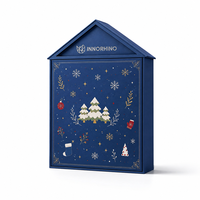 Boîte en papier personnalisée pour calendrier de l'avent avec matériaux écologiques, 24 compartiments numérotés et design en forme de maison