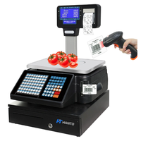 Balance de pesage intégrée avec impression d'étiquettes à double code-barres pour supermarché, fruits et légumes frais, caisse enregistreuse électronique POS pour magasin de détail
