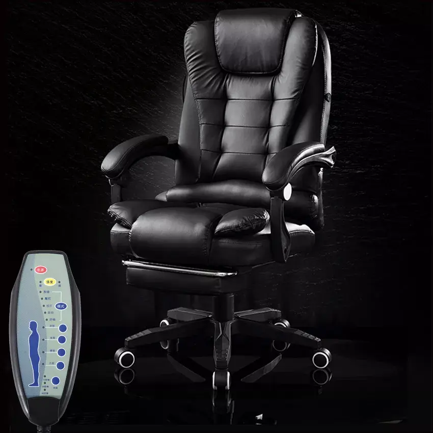 Кресло для босса для дома и офиса, кожаный вращающийся Массажный стул с подставкой для ног, эргономичное компьютерное кресло с откидывающейся спинкой для дома
