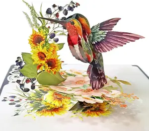 จําหน่ายผู้ค้าส่ง hummingbird การ์ดวันเกิดวันแม่วันพ่อ 3D ป๊อปอัพการ์ดอวยพรการ์ดวันเกิดสําหรับผู้หญิง
