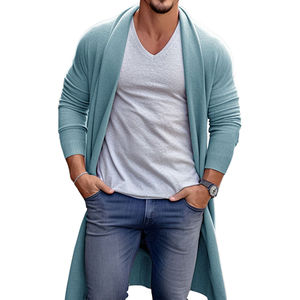 Pull long <span class=keywords><strong>en</strong></span> tricot fin pour homme, printemps automne, décontracté, ample, veste <span class=keywords><strong>en</strong></span> tricot longue pour homme - Product Image 3