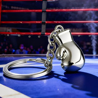 Vente flash - Porte-clés en acier inoxydable de haute qualité, personnalisé et créatif, en forme de gants de boxe 3D, pour le fitness et le combat