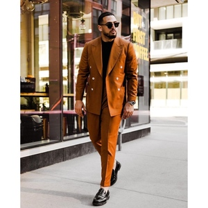 Ensembles de blazers, costumes de <span class=keywords><strong>mariage</strong></span> pour hommes, tenues 2 pièces, coupe ajustée, costume orange à double boutonnage, <span class=keywords><strong>grande</strong></span> <span class=keywords><strong>taille</strong></span>, smoking homme, robe élégante - Product Image 1