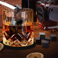 2 Verres en cristal de luxe Granit Ice Cube Stone Whisky Coffret cadeau en bois