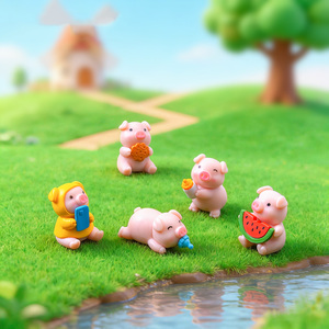 ミニPVC豚フィギュア、ミニチュア豚置物、妖精アクセサリー、水槽、庭園ミニチュア、デスクトップデコレーション、工芸品 - Product Image 2
