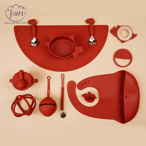 Juego de Alimentación <span class=keywords><strong>para</strong></span> Bebés de Silicona de Grado Alimenticio, 7 Piezas, con Babero, Mantel Individual, Tazón, Tenedor, Cuchara y Vaso Antiderrames, Vajilla Infantil Personalizada - Product Image 6