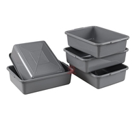 Almacenamiento de cocina comercial, caja de autobús de plástico, bañera de comida blanca y negra para Hotel, restaurante, lavabo, bañera de autobús para uso comercial
