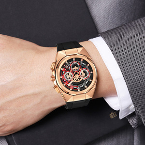 Skmei Men's Quartz Watch Chronograph Skeleton Dial Waterproof Luminous Analog 30M Black Rubber Strap - Product Image 3