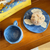 Ins Vintage fait à la main bleu ciel blanc nuage tasse ensemble d'assiettes tasse en céramique ensemble d'assiettes pour café lait thé