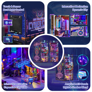 Kit miniature de puzzle en bois 3D découpé au laser pour adultes, éco-responsable, pour décoration et cadeau, thème <span class=keywords><strong>Cyberpunk</strong></span> Cyber City - Product Image 3