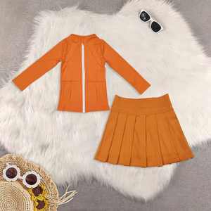 ชุดกีฬาสีพื้น RTS แขนยาวแบบมีซิปสำหรับเด็กผู้หญิง ชุดโยคะเด็กผู้หญิง ชุดออกกำลังกายเด็กผู้หญิง ชุดสองชิ้น - Product Image 6