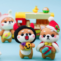 Kit de feutrage à l'aiguille en gros directement de l'usine, série Noël, mignon Shiba Inu, laine de qualité supérieure, ensemble de loisirs créatifs éducatifs pour poupées en feutre