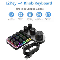 Mini Teclado RGB de 3 Teclas Personalizable con Cable, Perilla Macro, Tecla de Atajo para Copiar y Pegar, Teclado Mecánico Mini para Juegos E-sports con Interruptores Intercambiables en Caliente