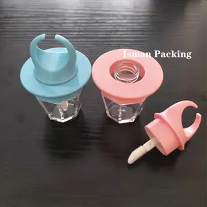 Neue Baby blau rosa Ring Pop Lip gloss Verpackung transparente leere Kinder Lip gloss Behälter Zauberstab Röhren mit Pinsel 8ml für Mädchen