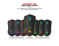 Souris de jeu filaire RGB lumineuse Red Dragon M711, souris ergonomique pour ordinateur portable/ordinateur, interface USB, rechargeable, en plastique