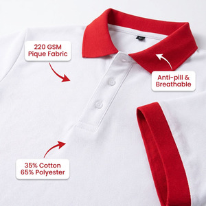 <span class=keywords><strong>Polo</strong></span> personnalisé avec logo, 220g, respirant, uniforme d'entreprise, vêtements de travail pour hommes, manches courtes, coton et polyester, col contrasté bicolore - Product Image 2
