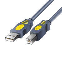 Câble d'impression USB 2.0 A-B gris en cuivre sans oxygène à port carré pour connexion d'imprimante