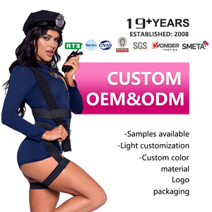 Costume Sexy per Giochi di Ruolo, Lingerie con Cerniera, Body Uniforme con Cappello e Bretelle, Outfit da Cosplay per Spogliarelliste - Product Image 1