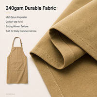 Delantal de Sándalo 240GSM de Poliéster Hilado Ajustable con 2 Bolsillos para Uniformes Comerciales de Restaurantes y Hoteles, Fabricación OEM