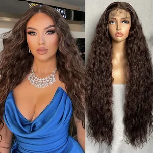 X-TRESS 32Inch Lang 13X6 Kant Body Wave Pre Geplukt Met Baby Haar Lijmloze Zwitserse Kant Hittebestendige Synthetische Kant Voorkant Pruiken