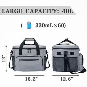 Sac isotherme personnalisé avec logo 40L pour pique-nique en plein air, livraison de nourriture et restauration - Sacs isothermes grande capacité avec doublure en PEVA - Product Image 5