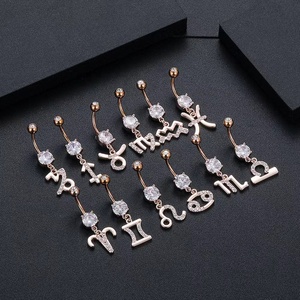 <span class=keywords><strong>Gaby</strong></span>'s último estilo Acero inoxidable Zodiaco ombligo anillo garra ajuste Piercing joyería para bodas - Product Image 4