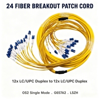 Kabel Patch Fiber Optik Duplex LC ke LC 24 Core G657A2 LSZH Low Smoke Zero Halogen OS2 Fanout Jumper Panjang Kustom OEM