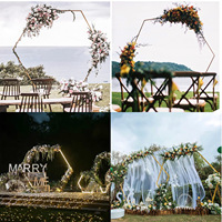 Arche de mariage hexagonale en métal doré de haute qualité pour décoration florale et événements