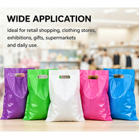 Sac de courses en plastique recyclable JIJID avec petite poignée, impression de logo personnalisé, découpe à la forme, sac en plastique type T-shirt avec poignée