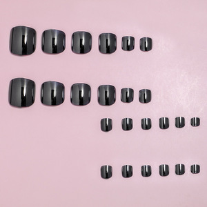 Faux ongles à presser en résine noire électrolytique, forme amande, longueur courte, style Ins pré-dessiné, pour <span class=keywords><strong>manucure</strong></span> féminine - Product Image 3