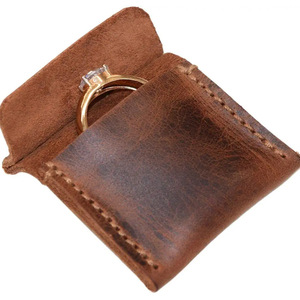 Vintage genuine leather wedding ring bag, engagement ring <b>box</b>, travel diamond ring <b>storage</b> bag, earring and bracelet bag, - Product Image 1