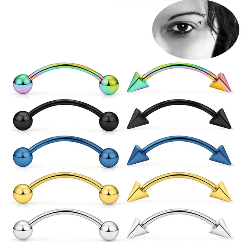 Silver Bent Barbell Piercing Jewelry Set for Eyebrow/Clavicle/Finger, Ideal for Europe and America