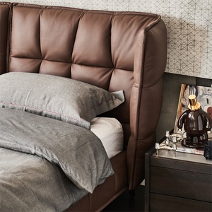 Camas Modernas de Diseño Italiano con Respaldo Alto, Fabricadas con Cuero Vacuno Genuino de Primera Calidad - Product Image 3