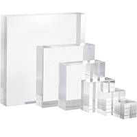 Bloc de présentation en acrylique massif, épaisseur 2 pouces, transparent et poli, socle de présentation avec base solide, 2'' x 6'' x 6'', 1 pièce