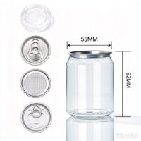 Boîtes de boisson en plastique PET transparent de 250 ml avec couvercle rond en aluminium pour soda, jus, bière, thé, boissons énergisantes et café