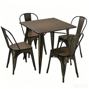 Tavolo e Sedia in Metallo Stile Moderno Tongli per <span class=keywords><strong>Bar</strong></span> e Ristoranti, Arredamento per Sala da Pranzo con <span class=keywords><strong>Design</strong></span> a Pannelli in Legno - Product Image 1